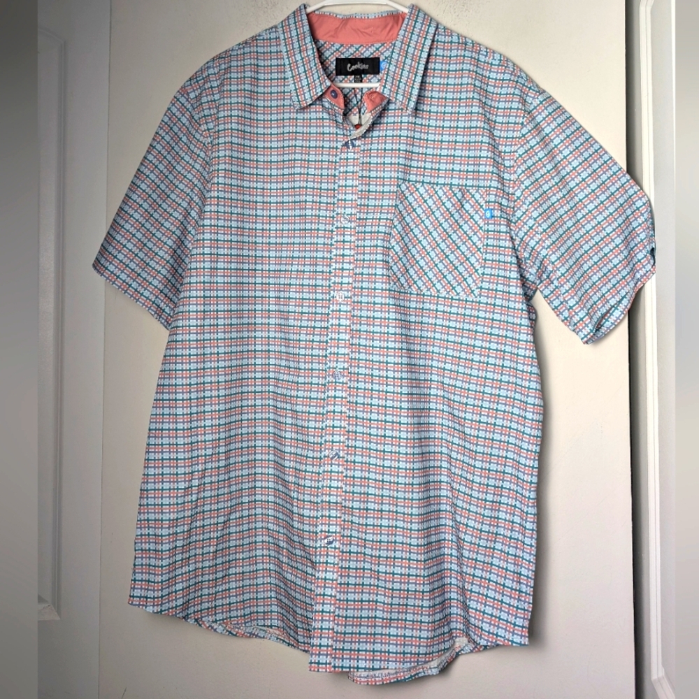 Cookies Store Brand Shirt Button Down Palisades Plaid Blue Short Sleeve Sz 2x